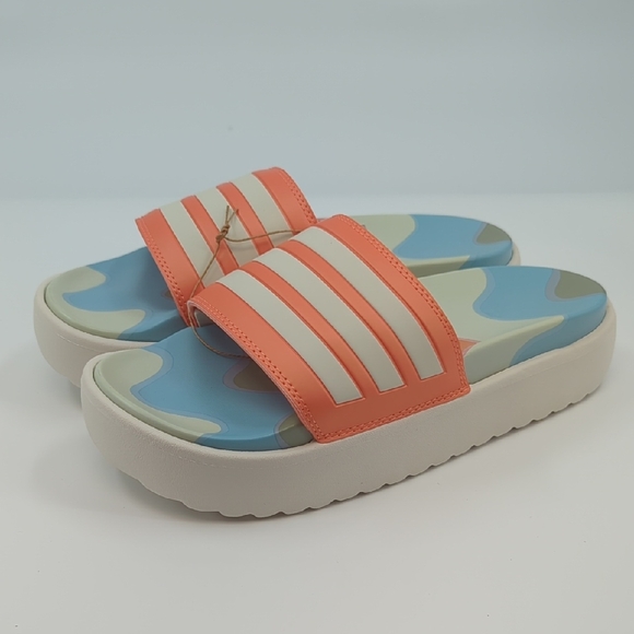 ADIDAS *NEW* Marimekko Adilette Platform Slide Sandals Aqualette Sz 10.5 - Picture 1 of 10